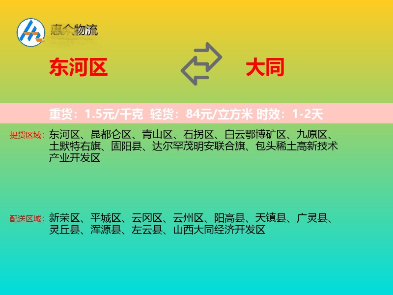 东河区到大同物流专线