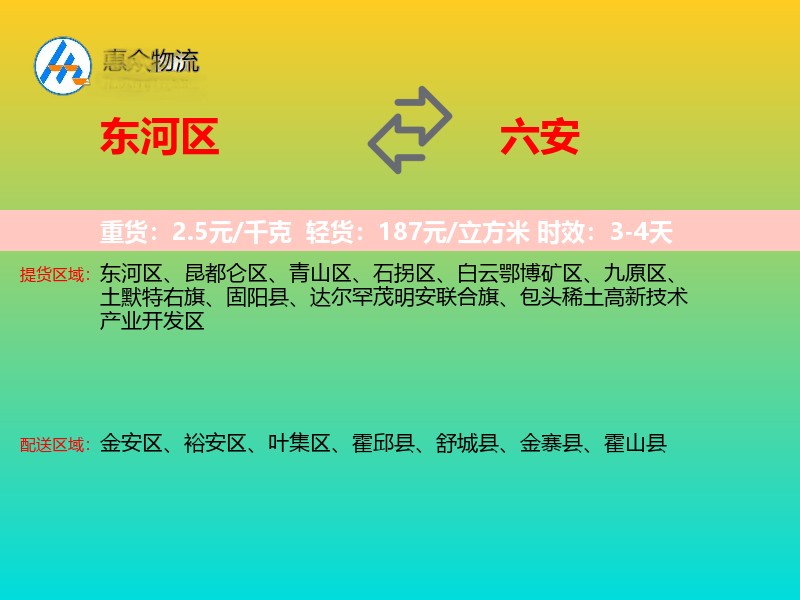 东河区到六安物流专线