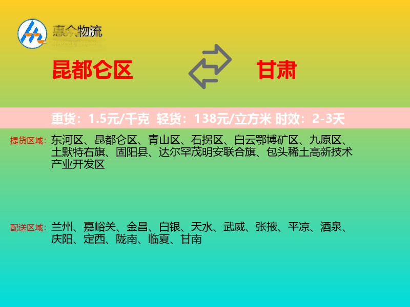 昆都仑区到甘肃长途搬家