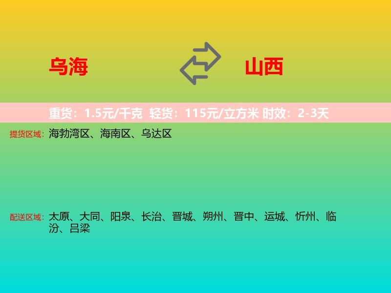 乌海到山西长途搬家