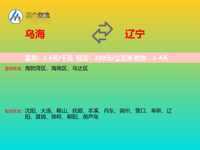乌海到辽宁长途搬家