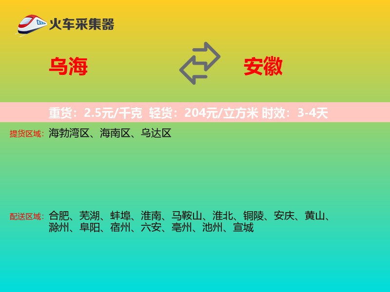 乌海到安徽物流专线