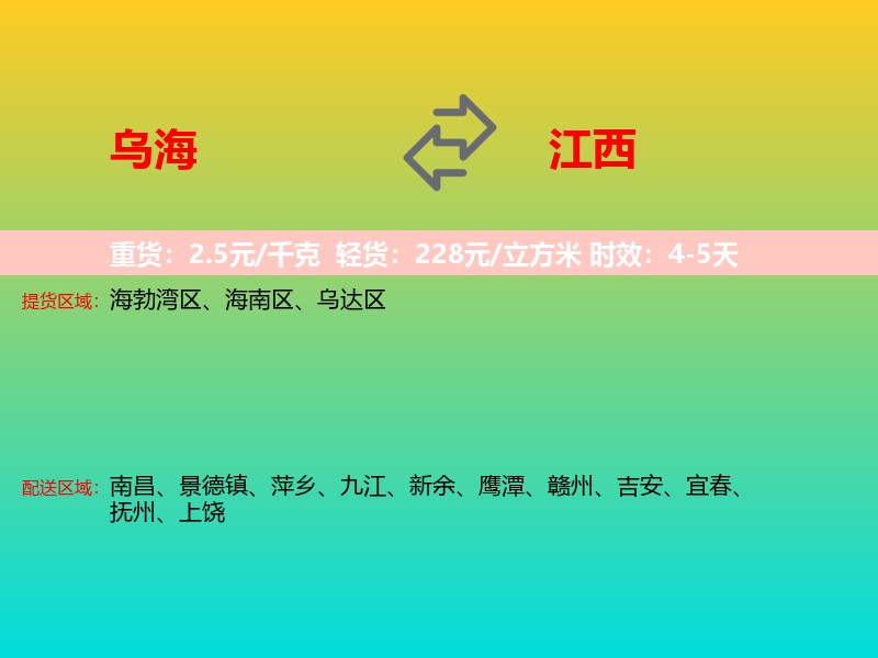 乌海到江西长途搬家