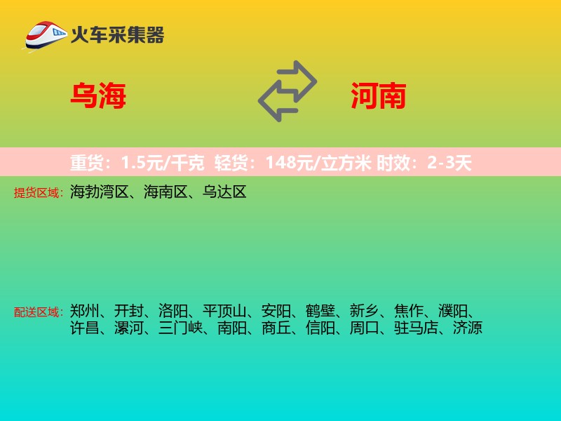 乌海到河南物流专线