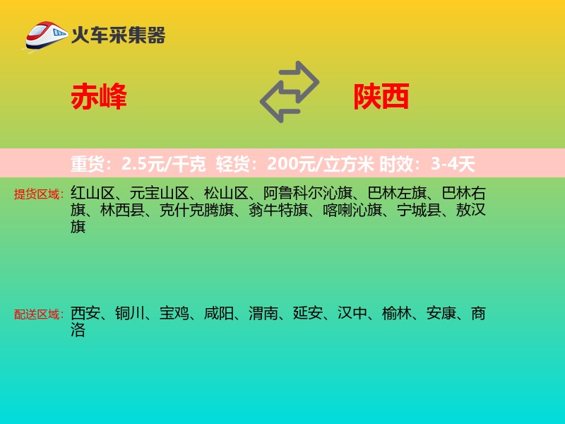 赤峰到陕西物流专线
