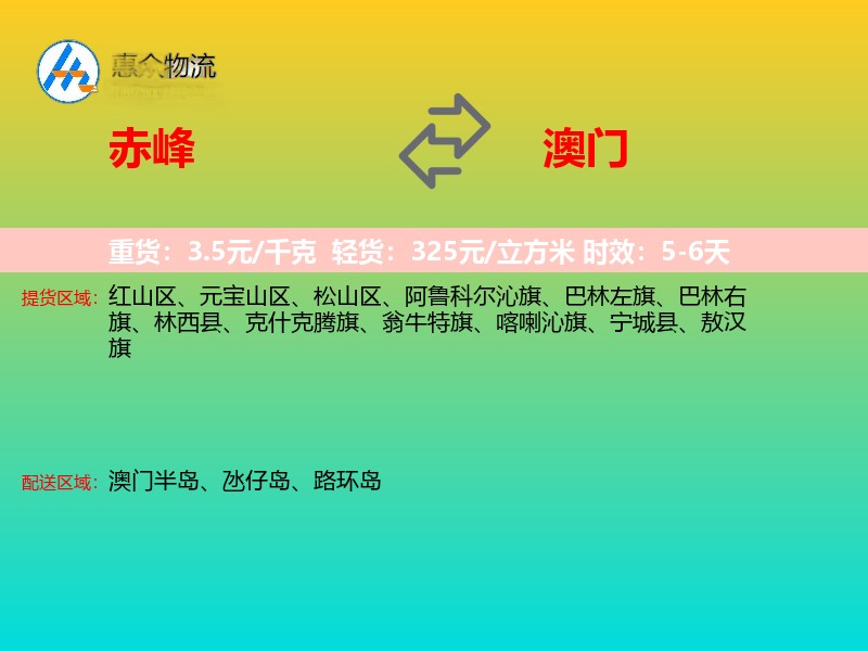 赤峰到澳门轿车托运