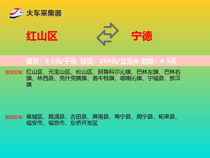 红山区到宁德物流专线