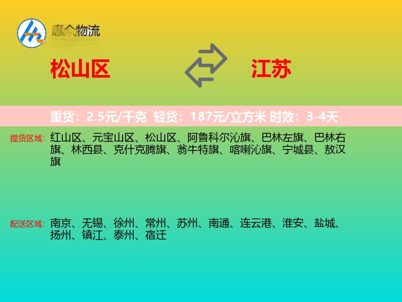 松山区到江苏物流专线
