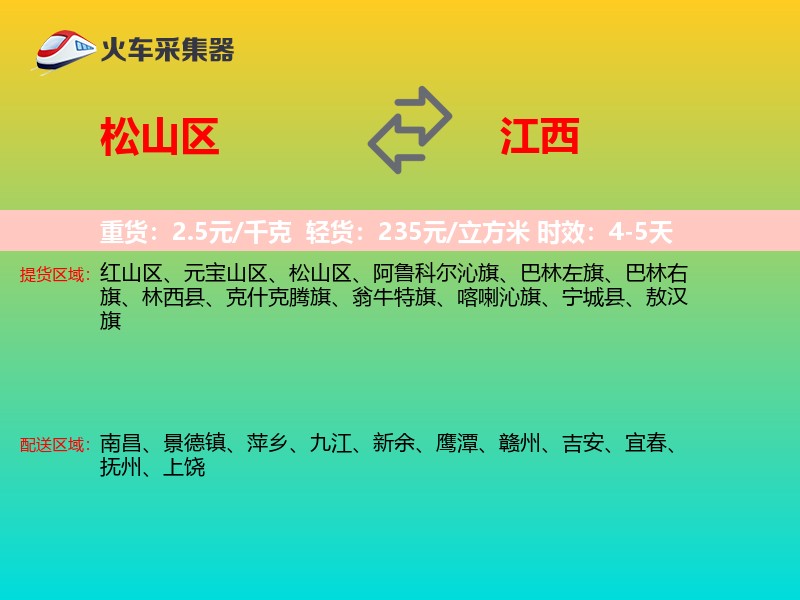 松山区到江西物流专线
