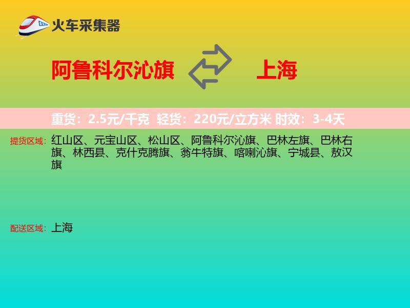 阿鲁科尔沁旗到上海长途搬家