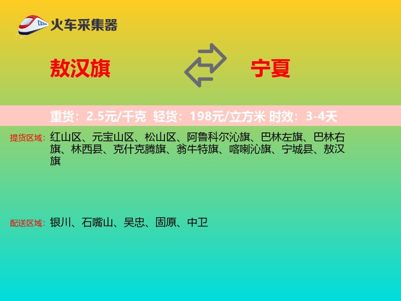 敖汉旗到宁夏物流专线
