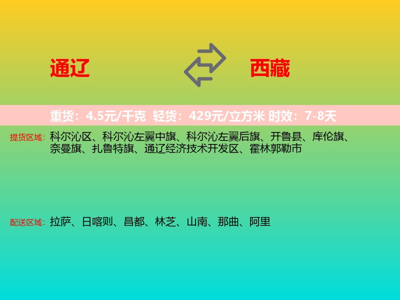 通辽到西藏长途搬家