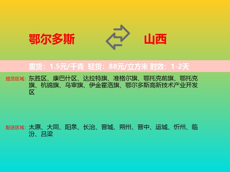 鄂尔多斯到山西长途搬家
