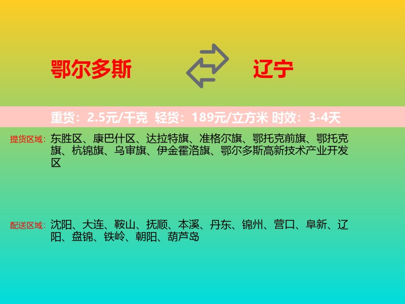 鄂尔多斯到辽宁长途搬家