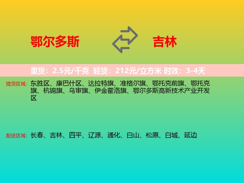 鄂尔多斯到吉林长途搬家
