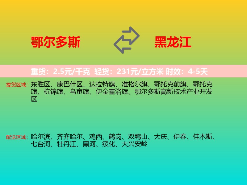 鄂尔多斯到黑龙江长途搬家