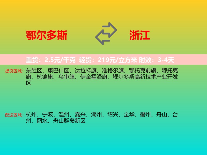 鄂尔多斯到浙江长途搬家