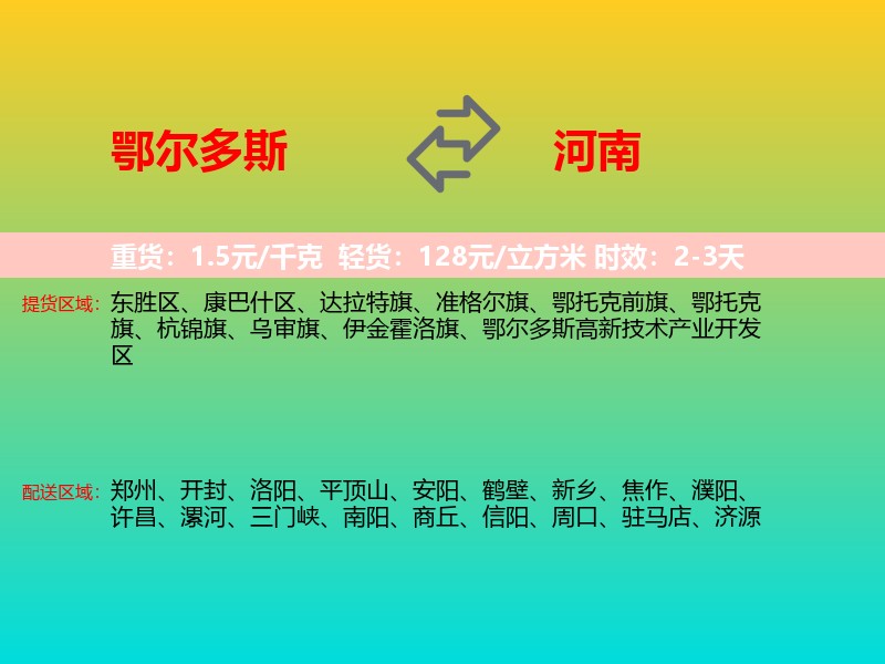鄂尔多斯到河南长途搬家