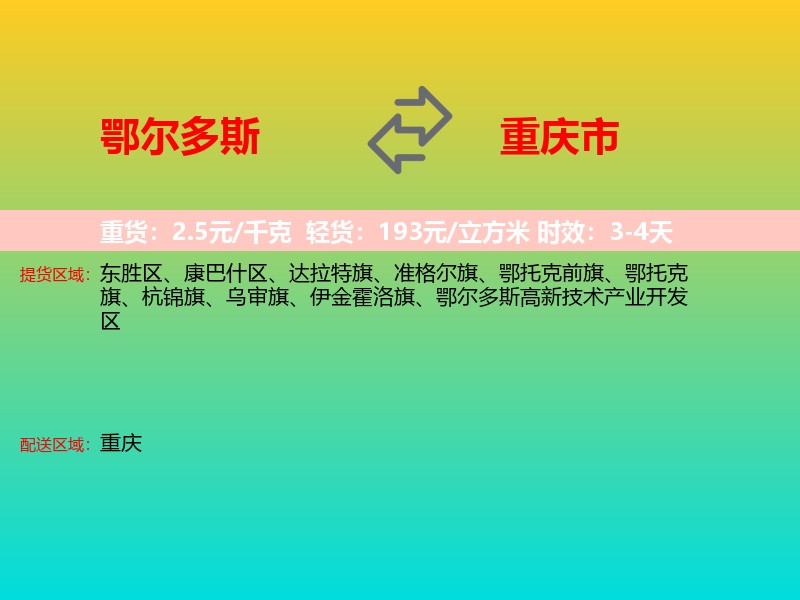 鄂尔多斯到重庆市长途搬家