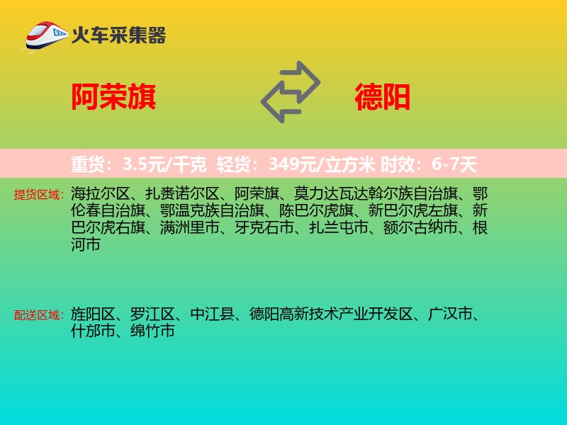 阿荣旗到德阳物流专线