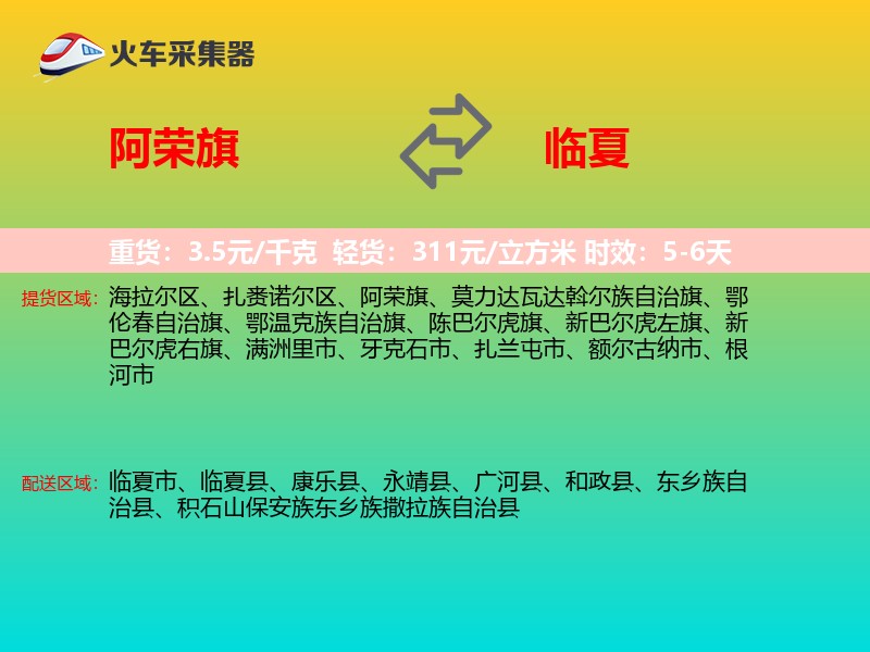 阿荣旗到临夏物流专线