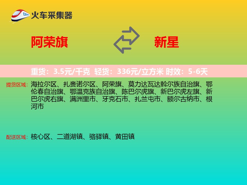 阿荣旗到新星物流专线