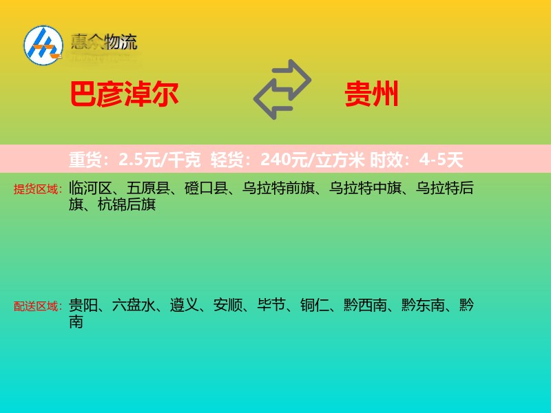 巴彦淖尔到贵州轿车托运