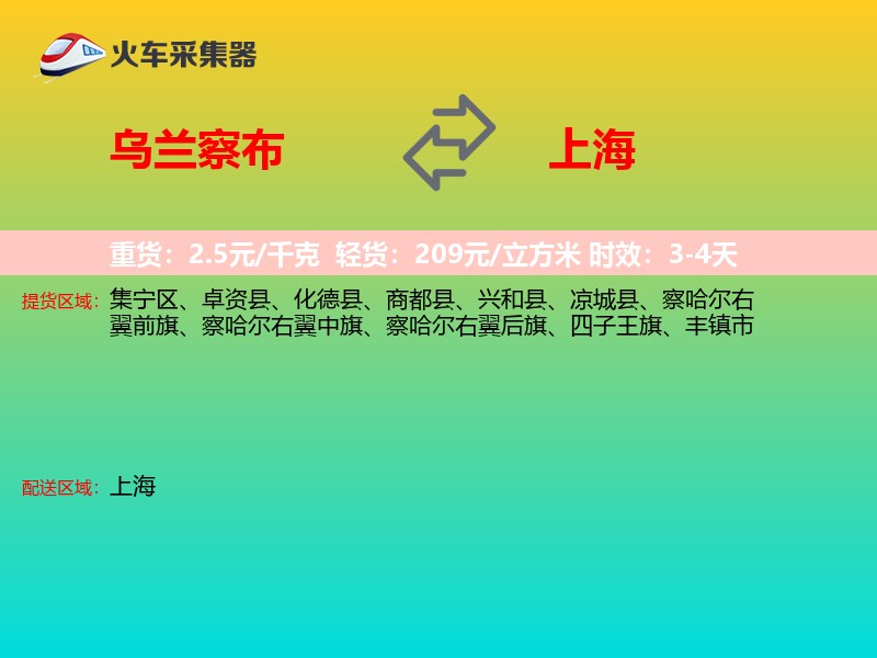 乌兰察布到上海轿车托运