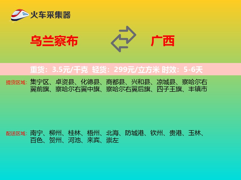 乌兰察布到广西轿车托运