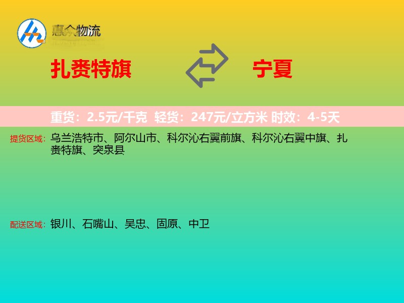 扎赉特旗到宁夏长途搬家