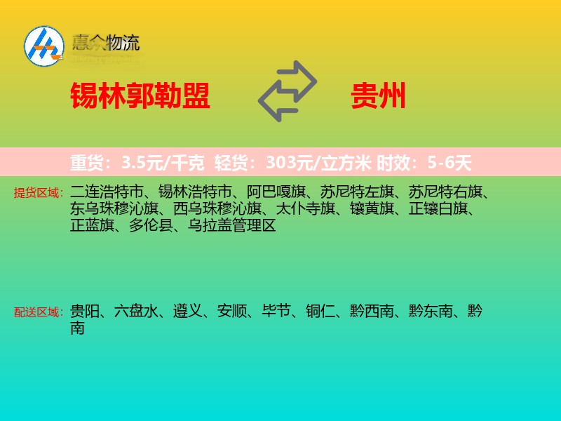 锡林郭勒盟到贵州轿车托运