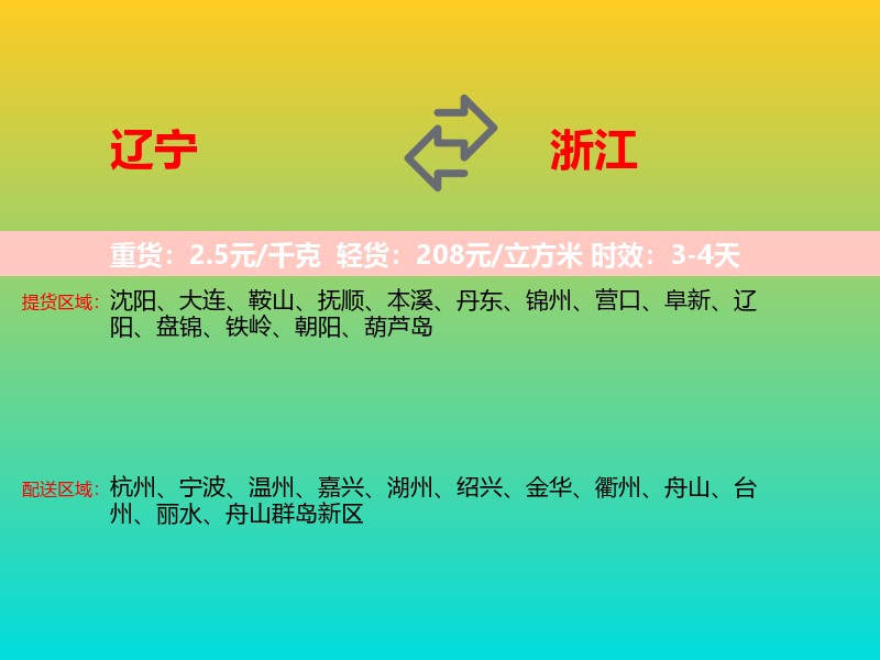 辽宁到浙江长途搬家