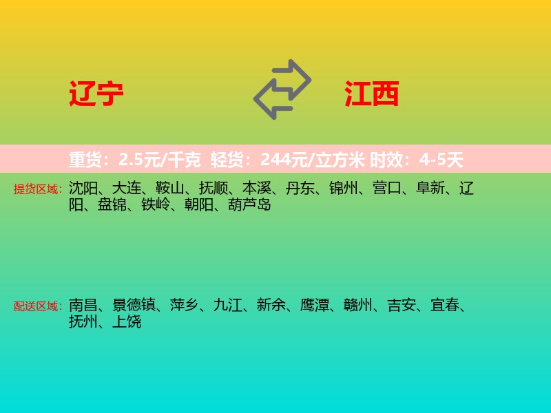 辽宁到江西长途搬家