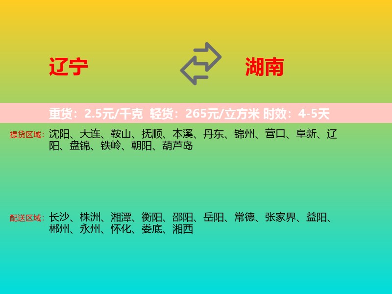 辽宁到湖南长途搬家