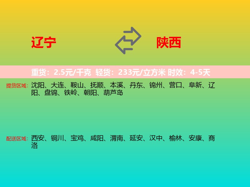 辽宁到陕西长途搬家