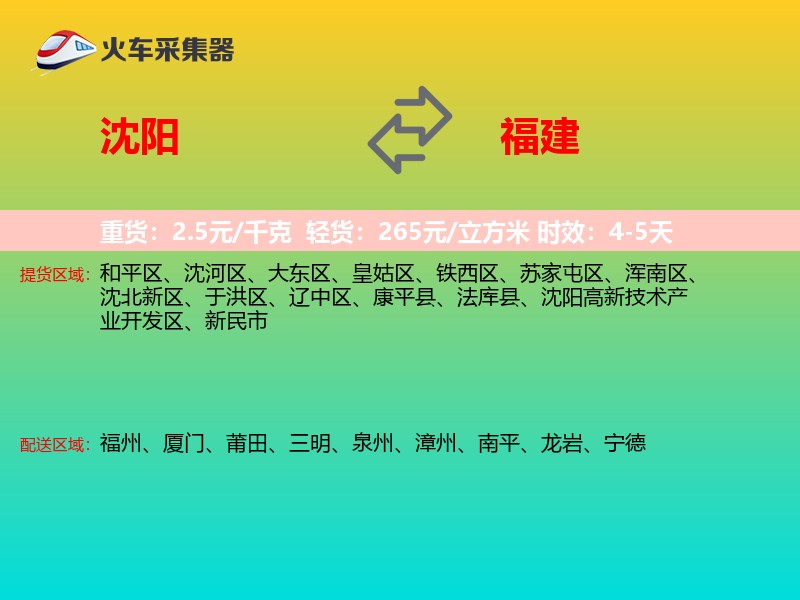 沈阳到福建物流专线