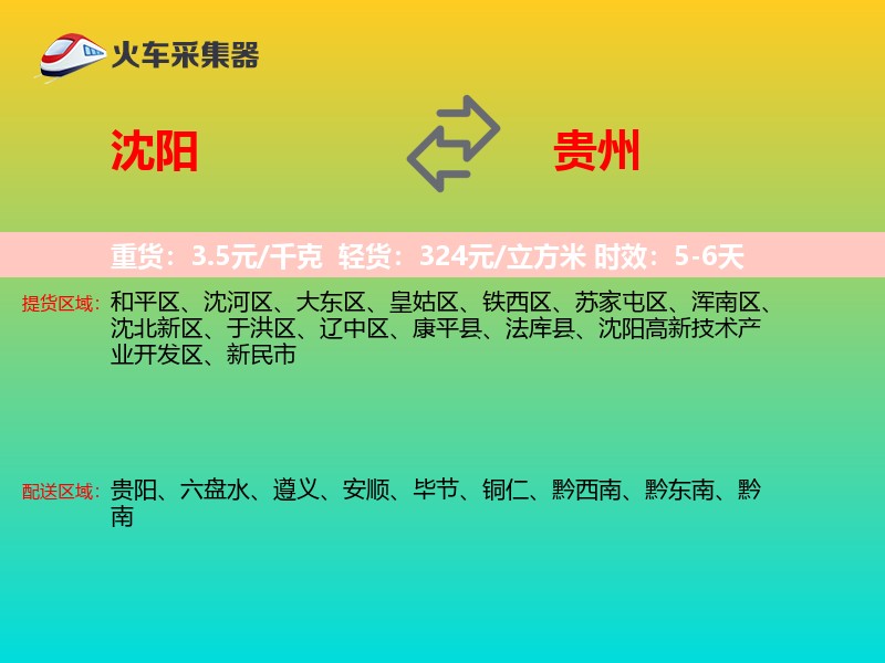 沈阳到贵州物流专线