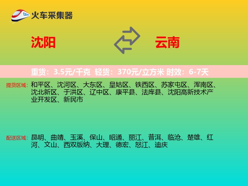沈阳到云南物流专线