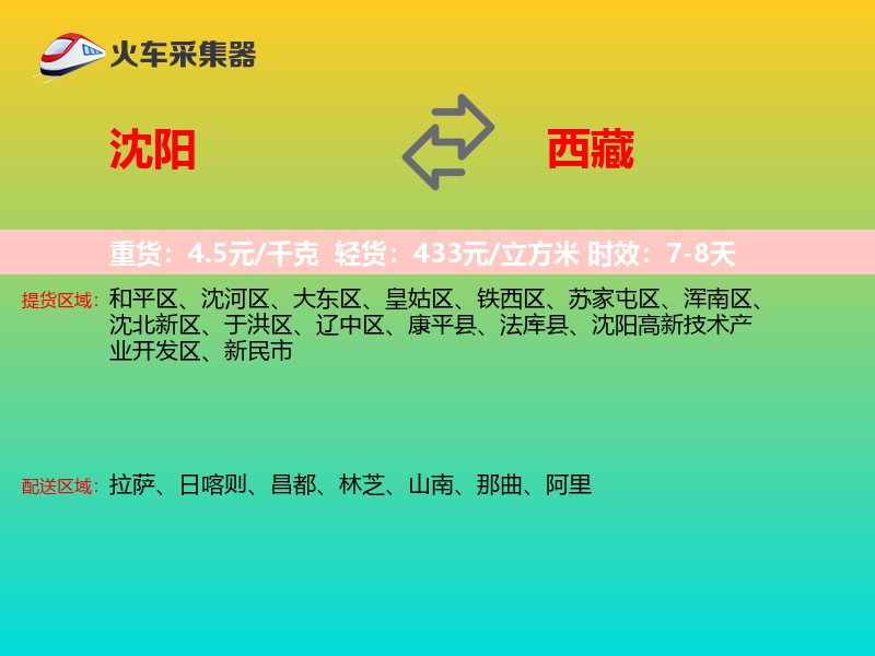沈阳到西藏物流专线