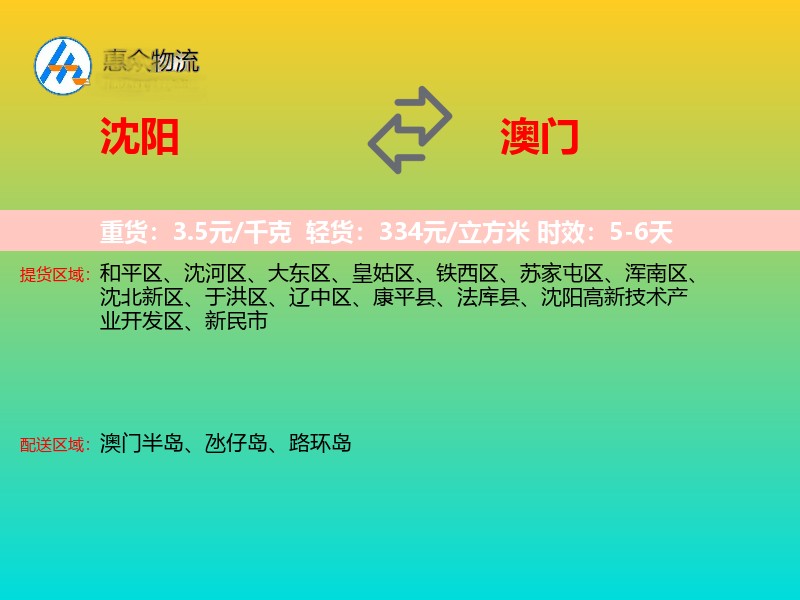 沈阳到澳门长途搬家