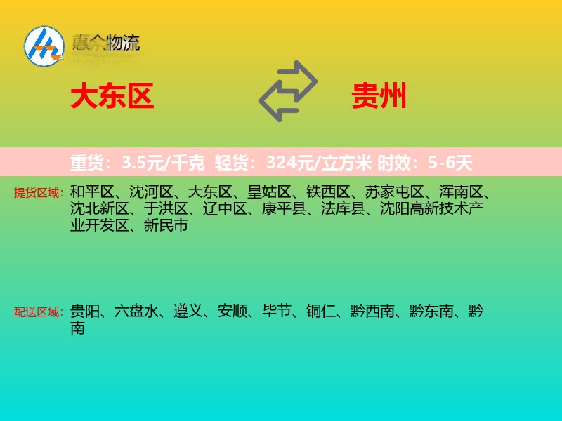 大东区到贵州长途搬家