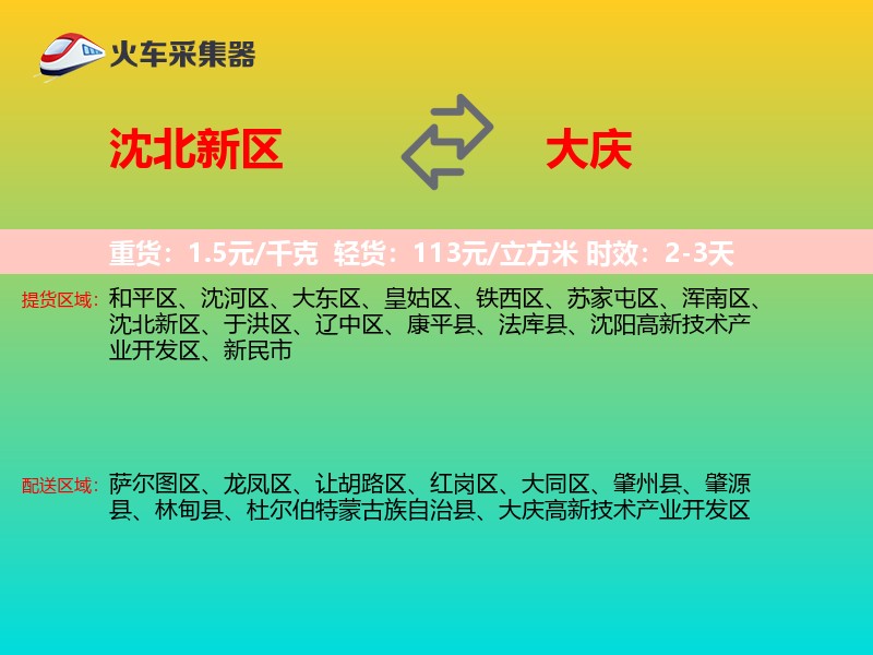 沈北新区到大庆物流专线