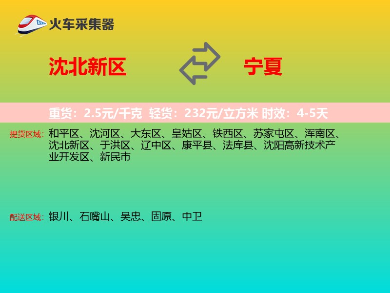沈北新区到宁夏物流专线