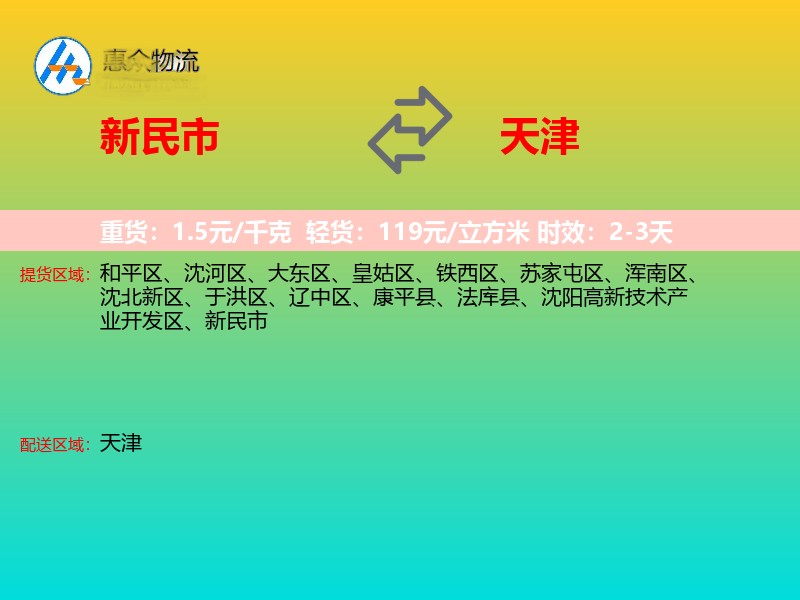 新民市到天津物流专线
