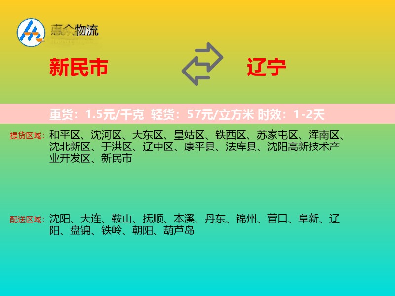 新民市到辽宁物流专线