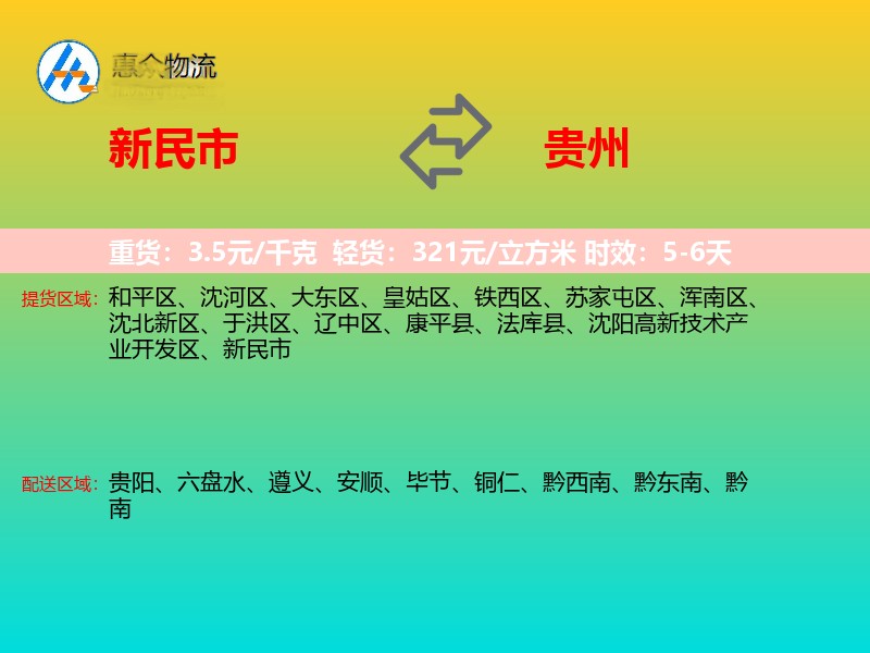 新民市到贵州长途搬家