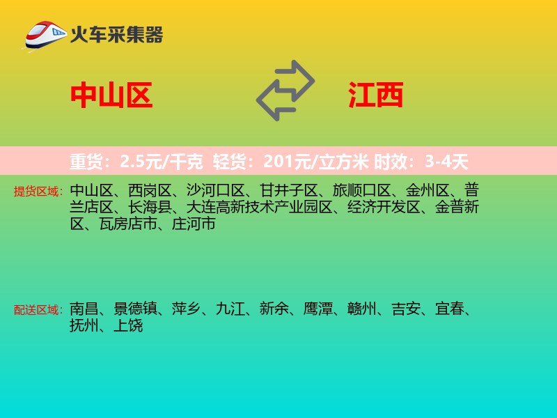 中山区到江西物流专线