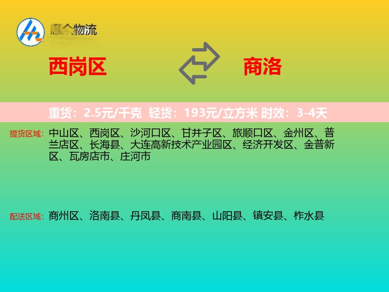 西岗区到商洛物流专线