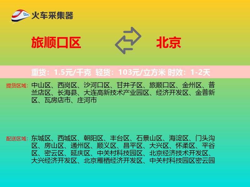 旅顺口区到北京物流专线