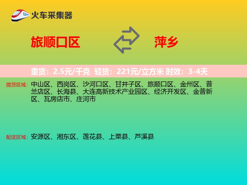 旅顺口区到萍乡物流专线